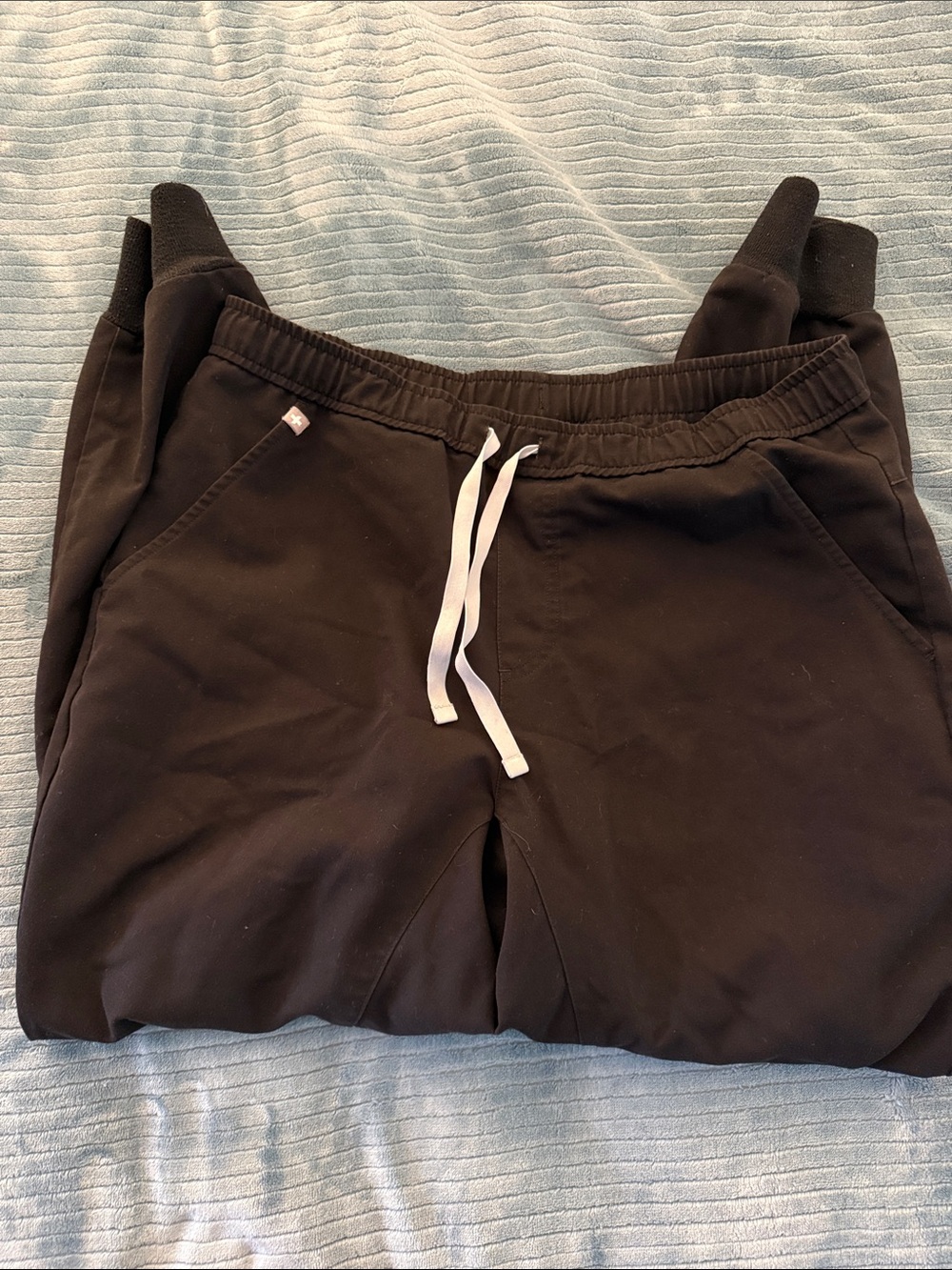 Figs Black Joggers with White Drawstring